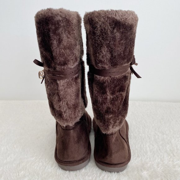 Michael Kors NWOT Women's Faux Fur Mid Calf Suede Boot, Side Zip, Brown, Size 5 - Picture 4 of 9